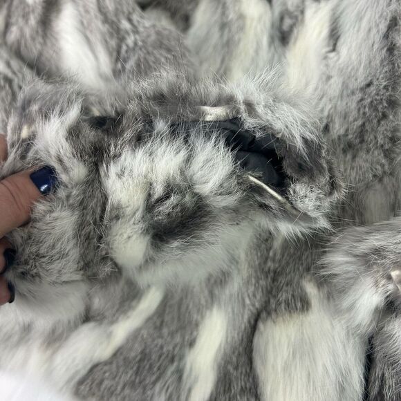 Adrienne Landau Fur Coat White Grey Soft Pure Rabbit Women's XL - Picture 16 of 16